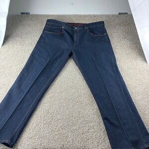 LINEA UOMO Mens 42x34 Relaxed Straight‎ Leg Dark Wash Denim Jeans